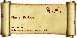 Mars Antos névjegykártya